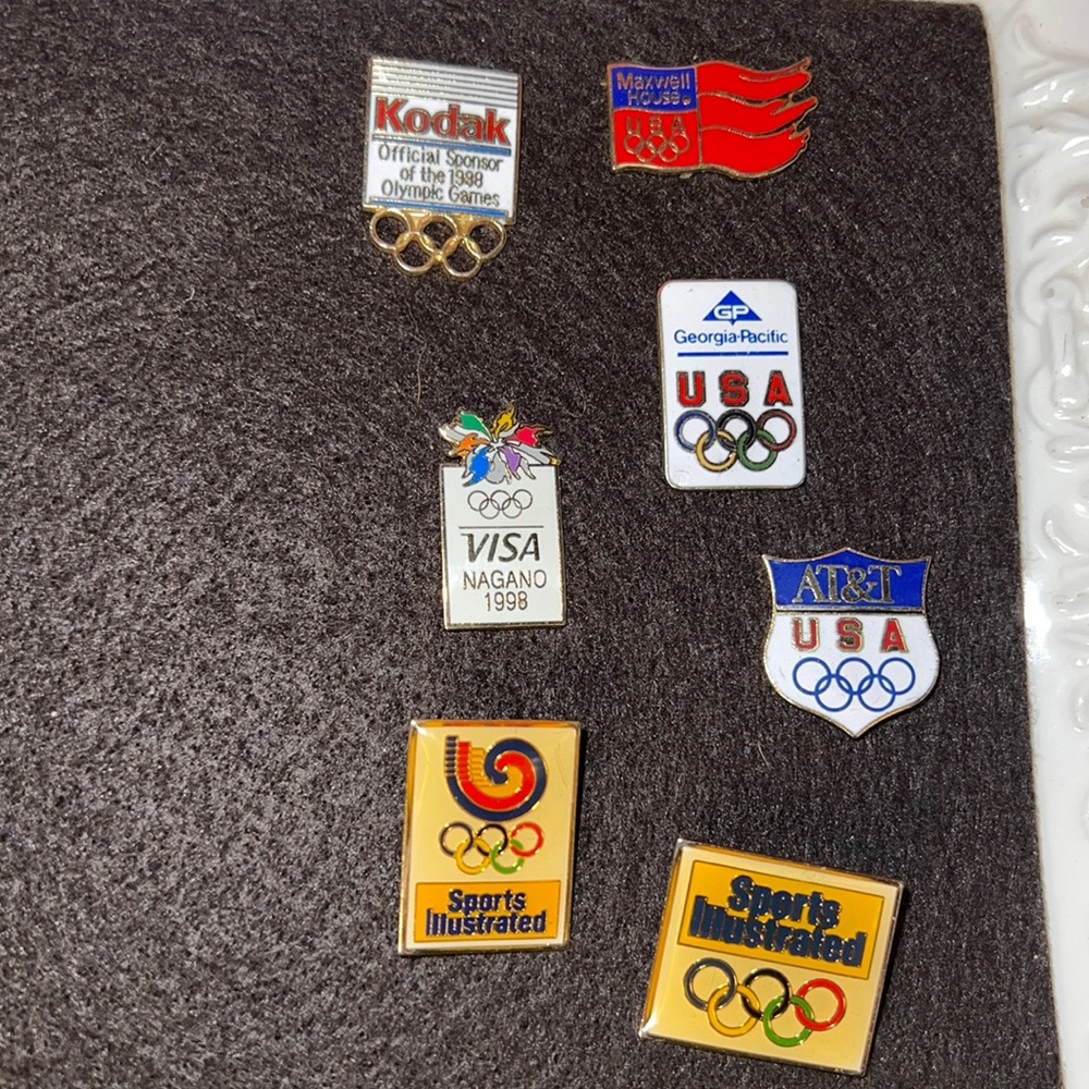 Vintage Set of 7 Olympic Sponsor Collector Pins